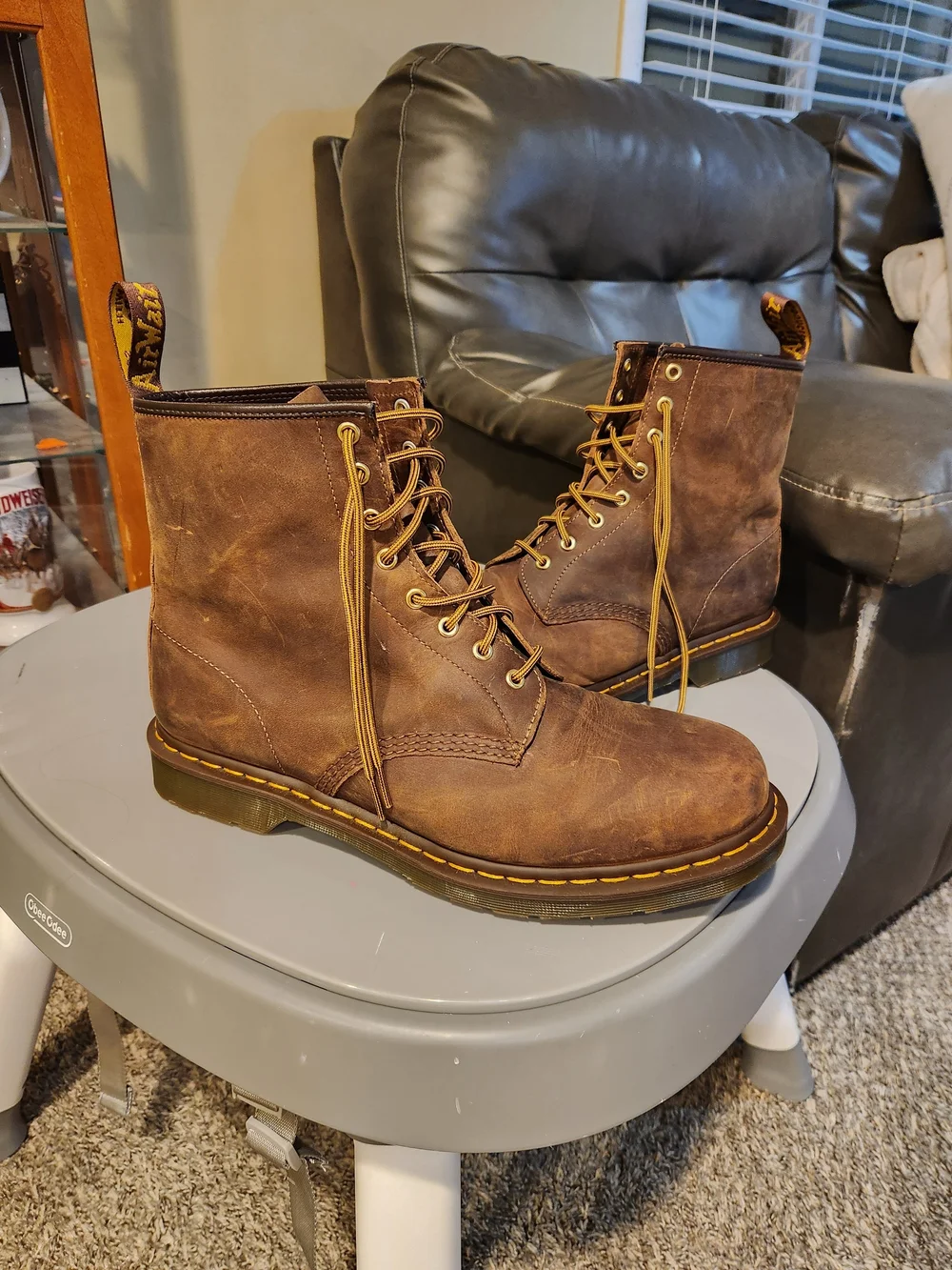 Dr. Martens Brown Leather Lace-Up Combat Boots Size 14 Men Very Clean